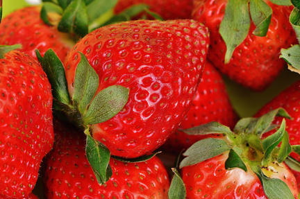 A close up of some freshly picked strawberries near Lyons Holiday Parks