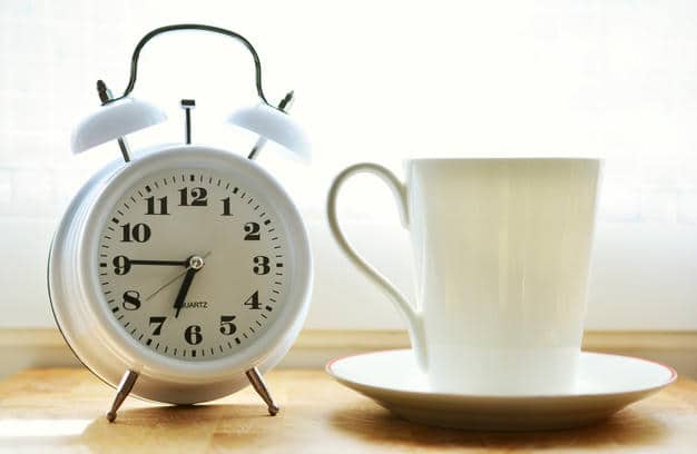 alarm clock and mug