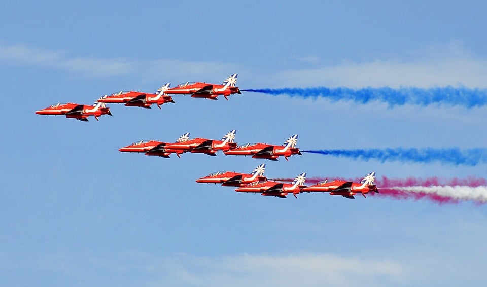 Red Arrow display at Rhyl Air Show